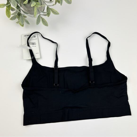 DKNY Cotton Blend Logo Wire-Free Bralette DK4509 Black Stripe Logo Size Large - Picture 2 of 2